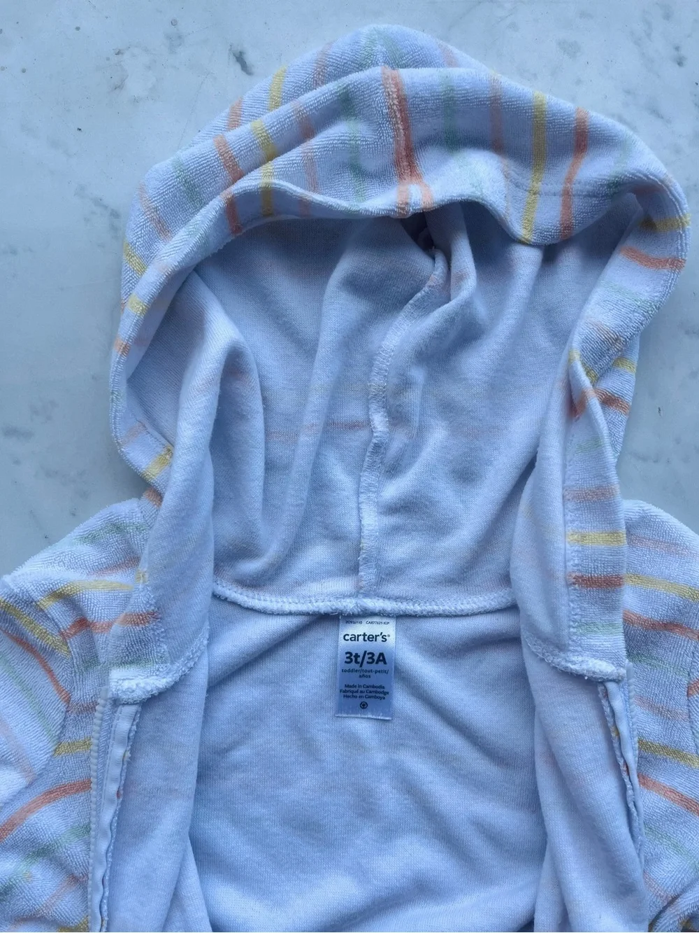 Carters Girls 3T Pastel Striped Hooded Short Sleeve Swim Cover-Up